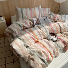 Boho Striped Comforter Set Full Size Geometric Bedding Comforter Multi Color Str