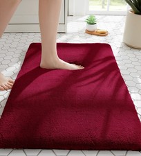 Thick Memory Foam Bath Mat Washable Absorbent 24x17 Inch Wine Red