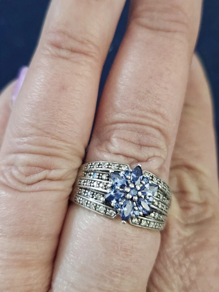 Anillo Flor Tanzanita Diamonique Talla 11 Foto 4 de 4