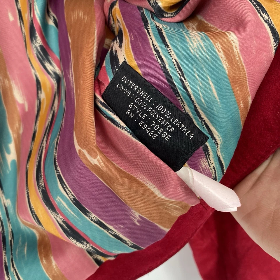 Chaqueta corta de gamuza roja chía vintage abrigo pequeño años 80 hombreras para mujer talla XS Foto 4 de 4