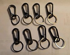 8pcs Keychain Key Ring Carabiner Spring Clip Keyring Chain Fob Holder - Black