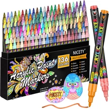 136 Colors Acrylic Paint Markers, Extra Fine Tip Point Acrylic Paint Pens