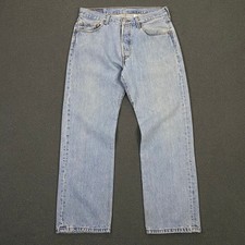 Vintage Y2K Levis 501 Jeans FITS 32x30 Blue Button Fly Classic Denim Red Tab