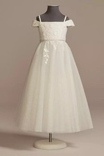 David  s Bridal Organza Flower Girl Dress with Applique STYLE AI17200534
