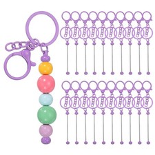 20Pcs Beadable Keychains, DIY Beaded Keychain Making Kit, Candy Purple