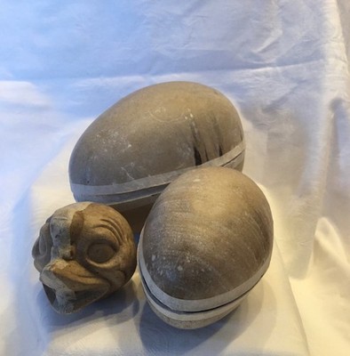 2 Eier + 1 Kükenkopf unbemalt zum Basteln Rohlinge Ostern OS72