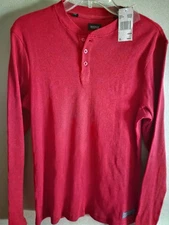 Buffalo By David Bitton Heather Red Henley Sz M