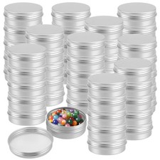 Aluminum Tin Jars 2 oz 50Pack Round Metal Containers Screw Top Lids