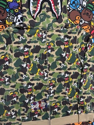 A Bathing Ape X Disney Mickey Mouse Green Camo Shark Hoodie | eBay