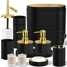 Bathroom Set, 10PC Bathroom Accessory Set, Black Bathroom Accessories, Black and