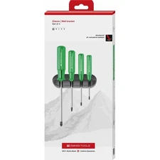 PB Swiss Tools PB 243.CBB Classic Screwdriver Set, Pozidriv,4 pcs w/ Wall Mount