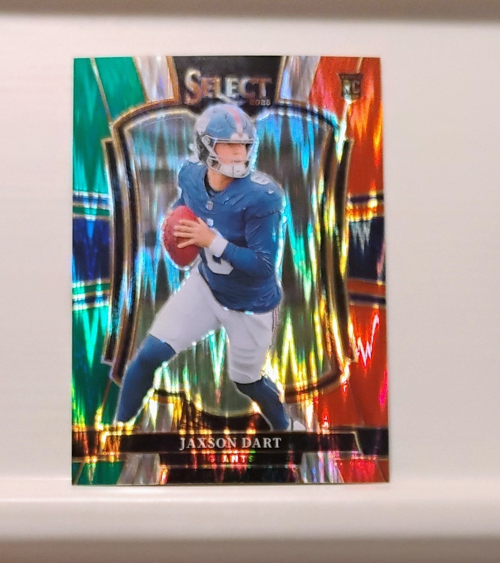 Jaxson Dart Rookie (Premier Level) Green & Red Shock Prizm - 2025 Panini Select 