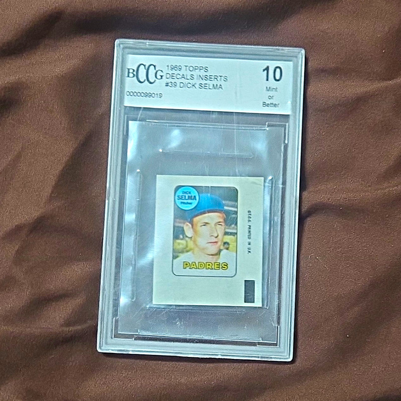 Topps 1969 Decals Insert Dick Selma #39 Padres BCCG 10 Graded MLB