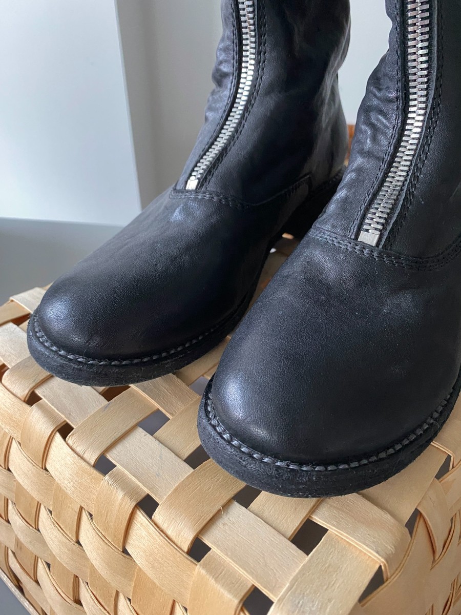 GUIDI 310 Front Zip Leather Boots - Black Size 36 - Made in Italy