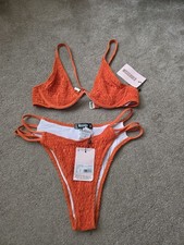 Missguided Burnt  Orange Set Bikini Top Size 10 Bottoms Size 12 Swimsuit New Tag