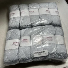 10 Brava Worsted Weight Yarn Color Clarity Blue Gray 218 Yards/100 Gram Each