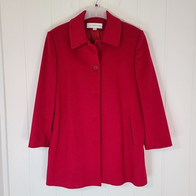 Vintage Red Wool Coat Women's Size 16 Liz Claiborne Holiday Winter