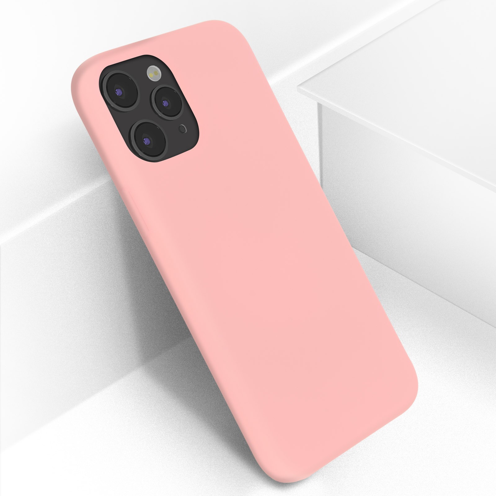 Coque silicone rose pour iPhone 12 de qualité supérieure finition Soft Touch