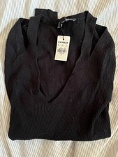 NWT Express Shoulder Cutaway Ribbed Sweater -...