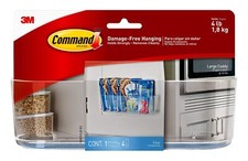 Command Large Caddy, Clear, with 4 Clear Indoor Strips, Organize Damage-Free 0