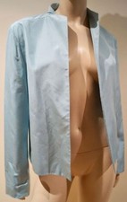 Jil Sander Women's Pale Blue Sheen 100% Silk Open Front Blazer Jacket It40; Uk8