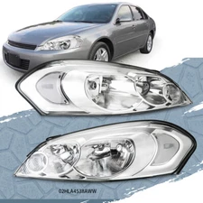 Clear Chrome Headlights Headlamps Fit For 2006-2013 Impala/2006-2007 Monte Carlo