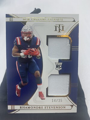 2021 National Treasures Rhamondre Stevenson Dual Patch /35 Rookie RC PATRIOTS K1