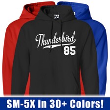 Thunderbird 85 HOODIE 1985 T-Bird Script Classic Sports Jersey Hooded Sweatshirt
