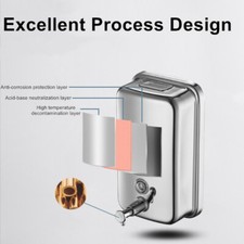 Stainless Steel Hand Soap Dispenser Wall Mount Liquid Shampoo Container Bathroom