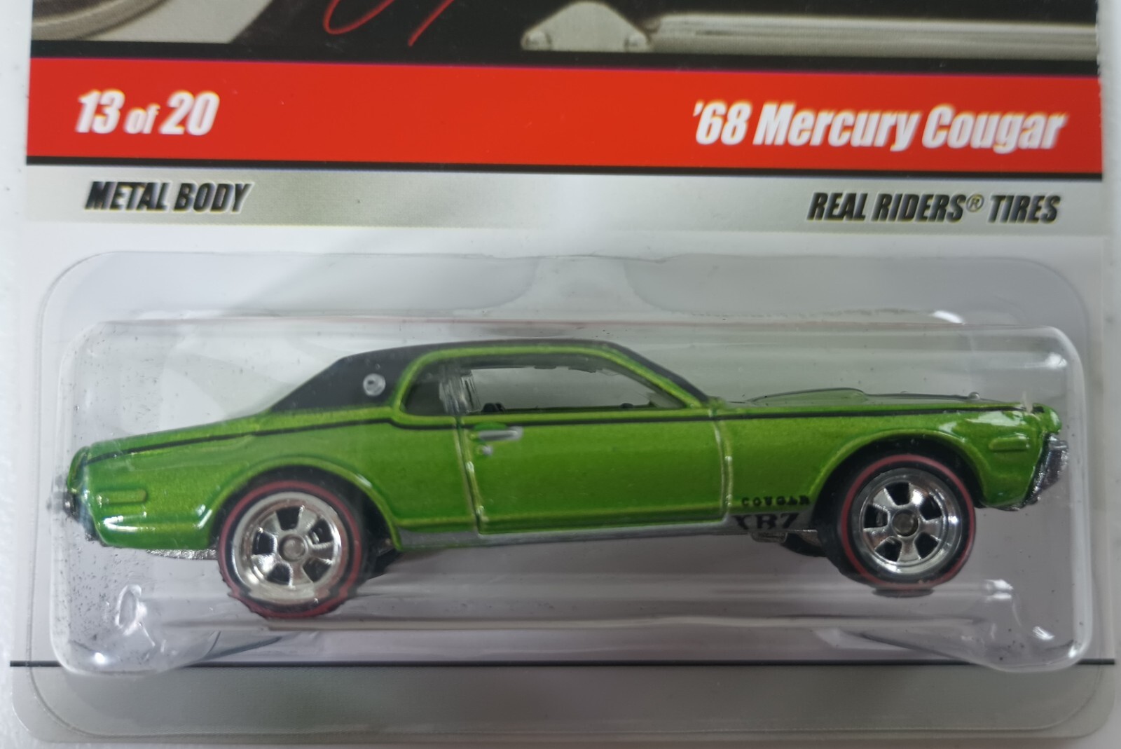 Hot Wheels Larry's Garage - '68 Mercury Cougar w/Real Riders 1:64 Diecast Green  thumbnail 3