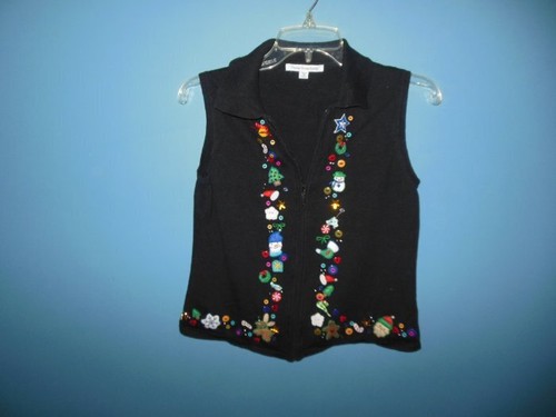 Haut Knit Noir Mercer Street Studio - Mélange Coton Manches 3/4 Clous - Taille XL