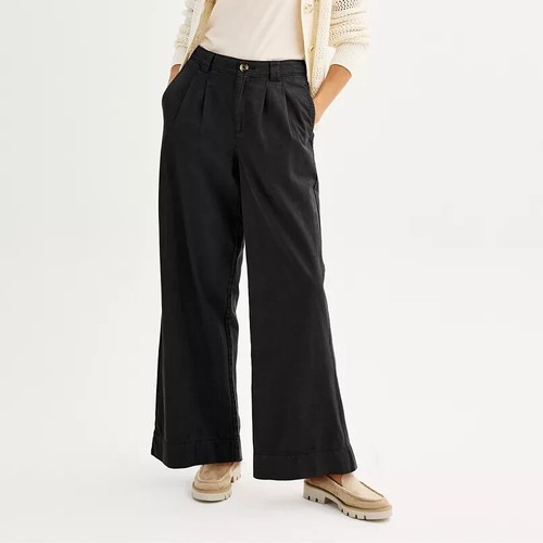 Nuevo con etiquetas Pantalones Sonoma Mujer Negros Plisados Pierna Ancha Medianos M - Imagen 8 de 8