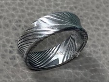 RUST RESISTANT Custom Damascus Steel Men's Wedding Ring Engagement Ring 8mm