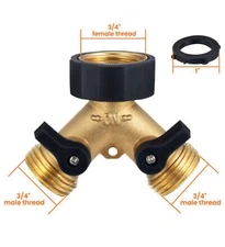 Brass Hose Splitter 2 Way Heavy Duty Y Adapter Connector Garden Faucet