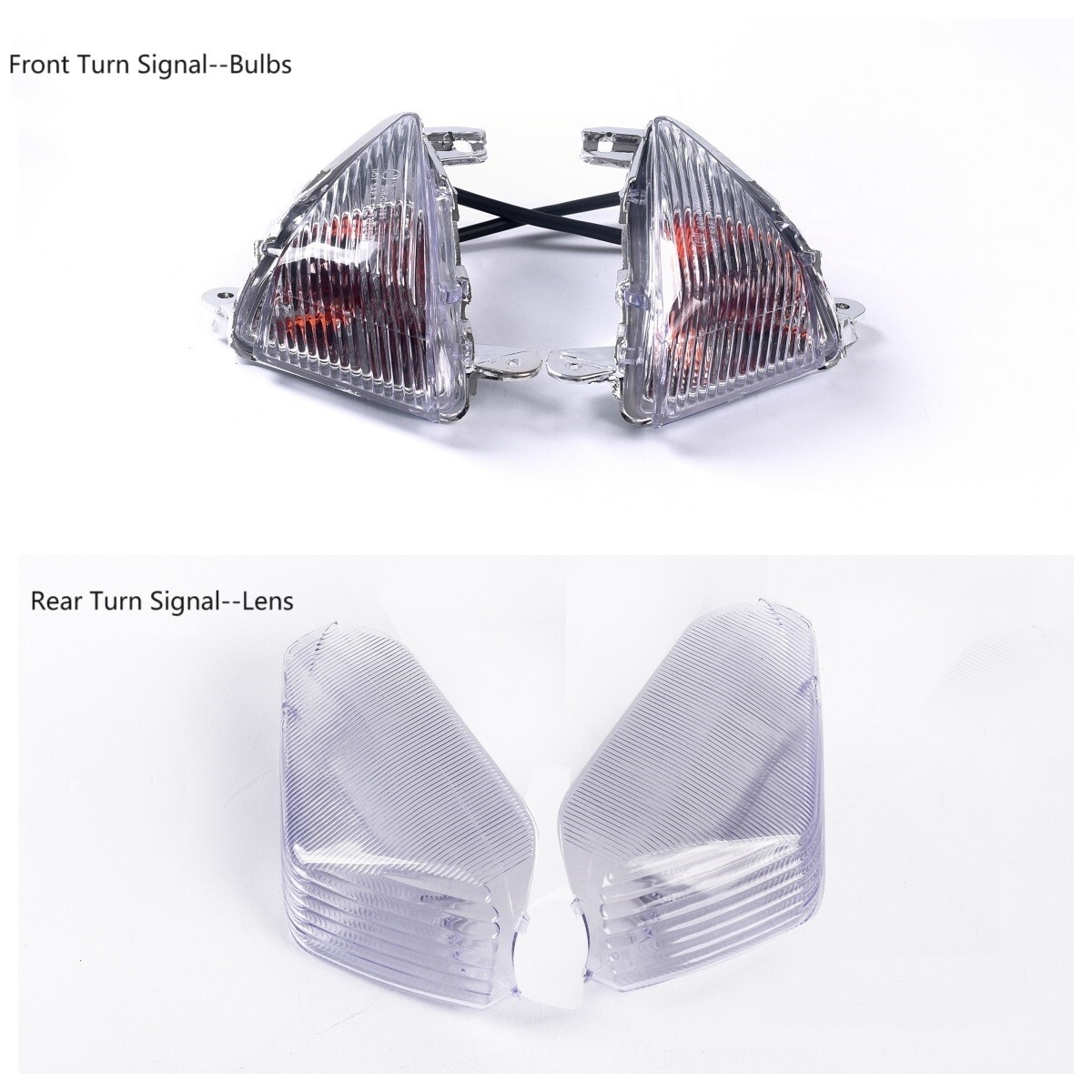Front + Rear Turn Signals Clear Lens Bulbs fit Kawasaki 2006-2007