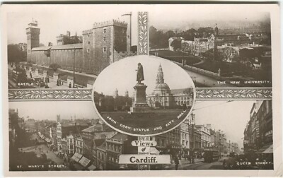UNIVERSITY, QUEEN & ST MARY STREET, CARDIFF, MULTI VIEW - Glamorgan Postkarte