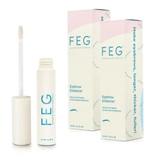FEG Eyebrow Enhancer for Length Thickness Darkness Serum 100% Natural - 2 PACK