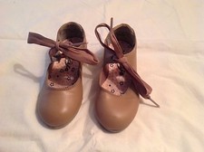 Capizio Tan Leather Little Girs Tap Dance Shoes Style N625C Ribbon Tie 9 W