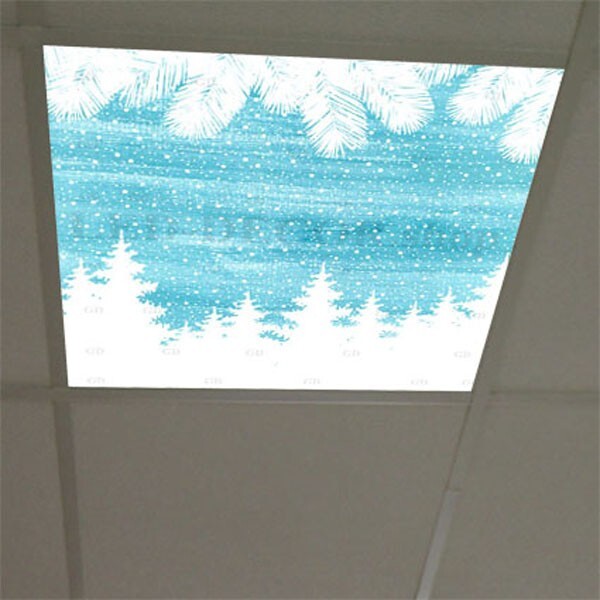 Décor imprimé haut de gamme Sapin Ombre Blanche pour dalle led 60x60cm lumineuse