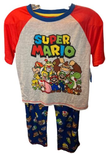 NEW Super Mario Pajama Set Shirt And Pants Boys Large 10 12 Short Sleeve NWT