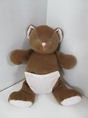 Russ Stroller Buddies brown teddy bear pink white diaper feet Baby soft toy