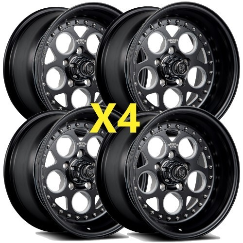15 BLACK MILLED CENTERLINE REV 15X7 15X8 STAGGERED MODULAR 5X4.75 MAG WHEELS - Picture 1 of 6