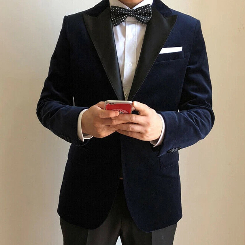 Navy velvet suit jacket clearance
