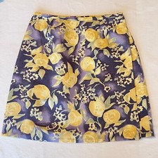 VTG Telluride Clothing Co Wrap Skirt 100 Cotton Pique Lemon Yellow Periwinkle 6