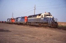 Original Train Slide  HCLX #5001, Grand Trunk 6201 & 4604  Pole Town 1996 #33