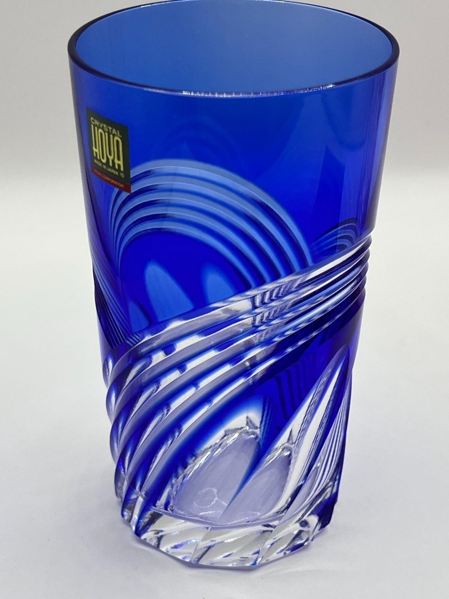 Hoya Crystal Whisky Glass 2 Pieces Set Blue Red Color with the Box