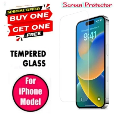 Screen Protector For iPhone 11 12 13 14 15 16 Pro Max 17 Pro Max Tempered Glass