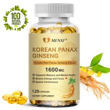 Korean Red Panax Ginseng 1600mg - High Strength Ginsenoside 120 Capsule Non-GMO