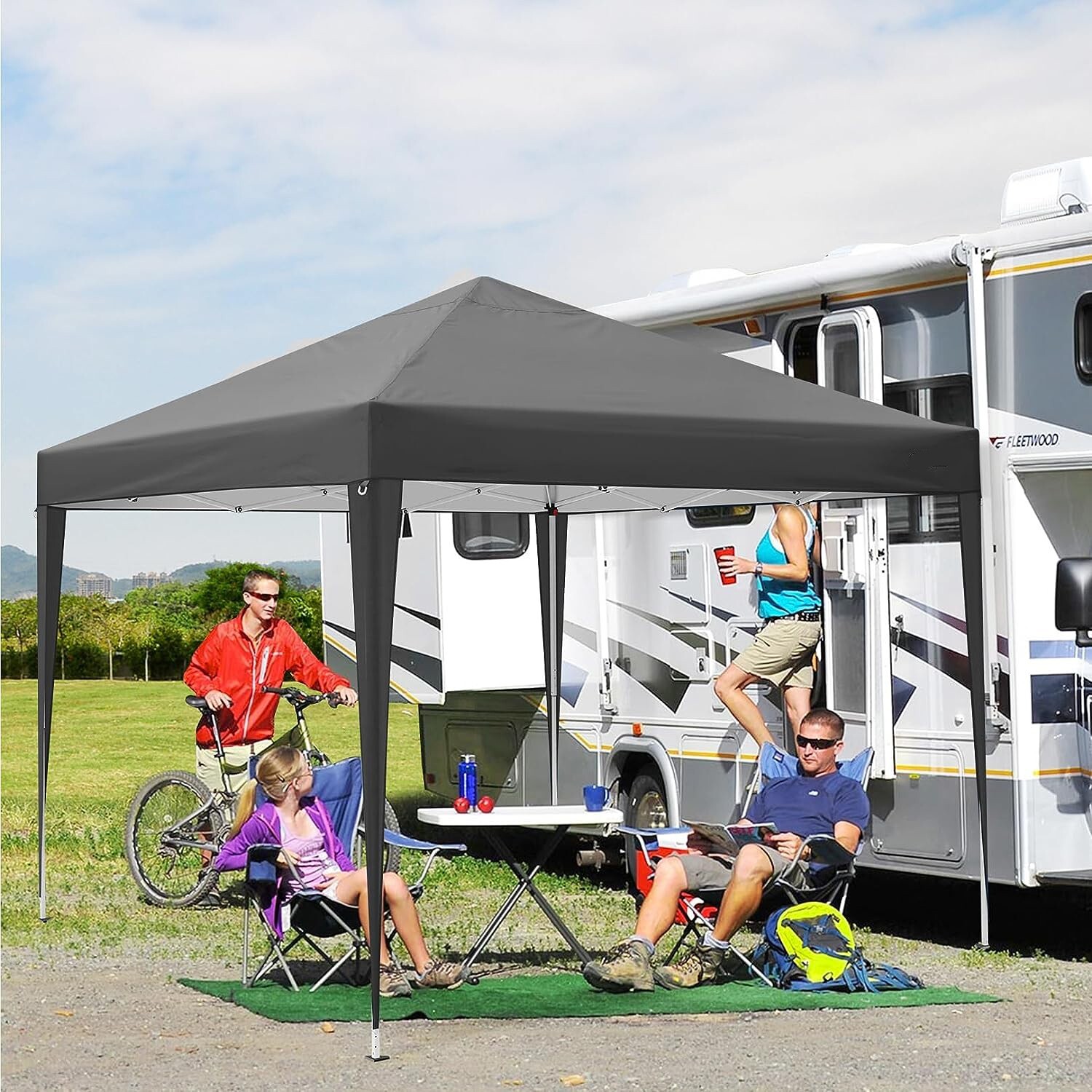 10'x10' Outdoor Pop-Up Canopy Tent, Waterproof Heavy Duty Gazebo w/ 4 Sidewalls