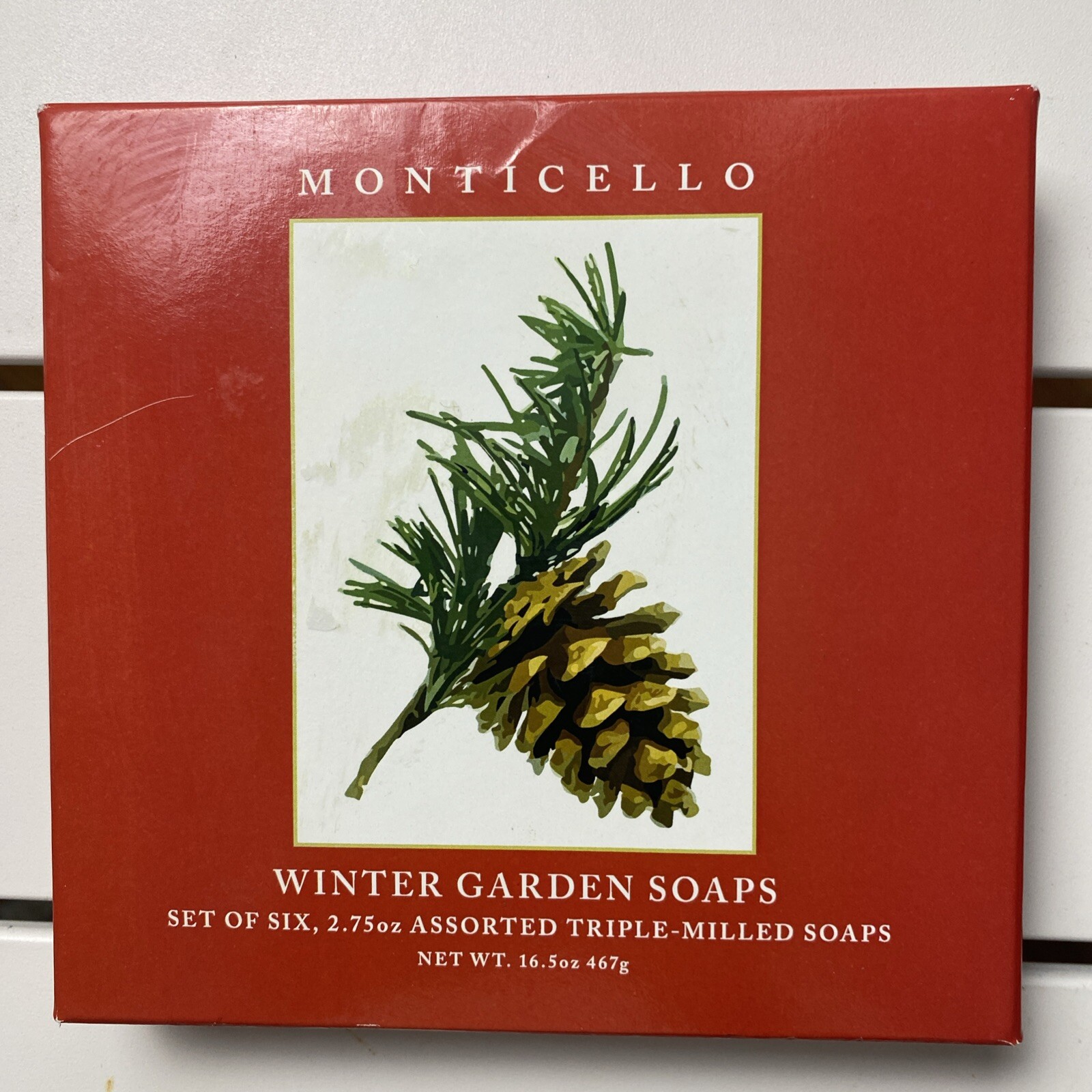 NIB Monticello Winter Gardens Set Of 6 Milled Soaps Assorted Triple-Milled Soap